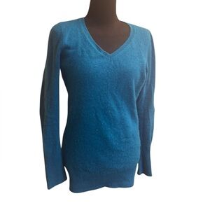 CASHMERE ALEX MARIE Teal Women’s V Neck Quiet Luxury Sweater Jumper SZ Small EUC